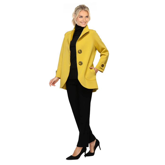 Techno Knit Sculpted Button Jacket in Mustard - 7509J-MST