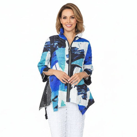 Textured Colorblock Zip Tunic- 7851T
