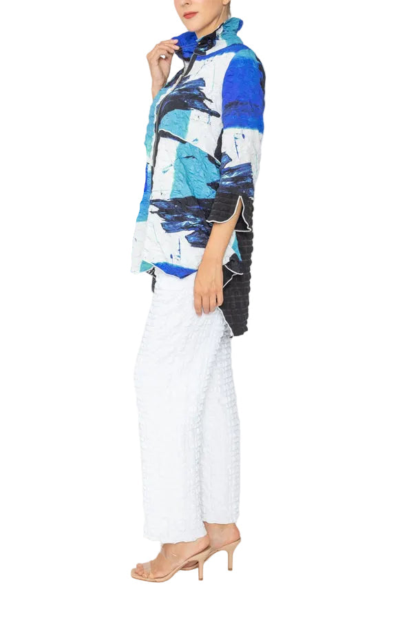Textured Colorblock Zip Tunic- 7851T