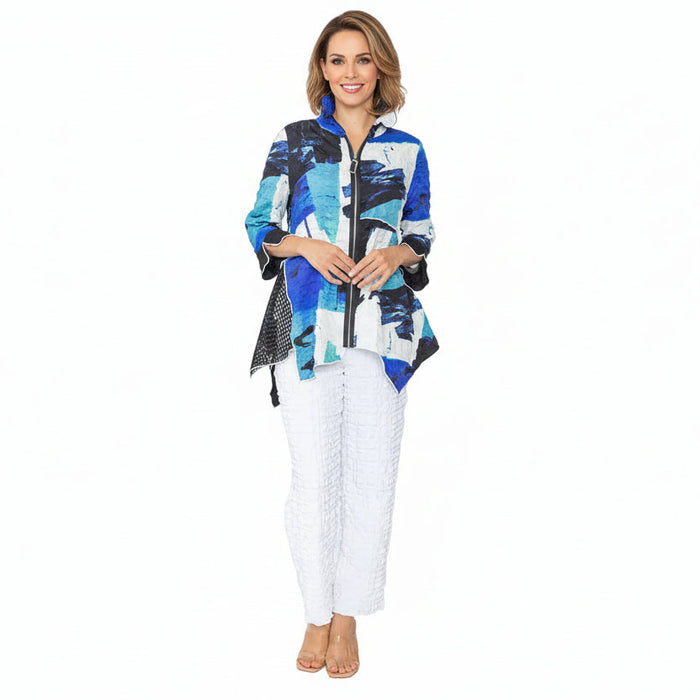 Textured Colorblock Zip Tunic- 7851T