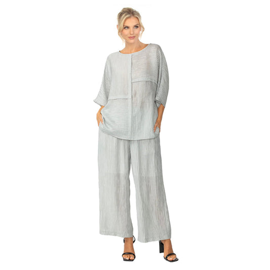 Textured Stripe Pull-On Pant in Silver - 6799P-SLV