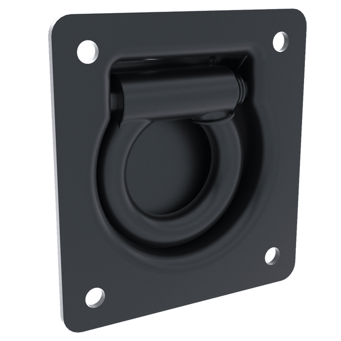 Tie-Down Roping Eye loop Spring-Loaded D-Ring, Black