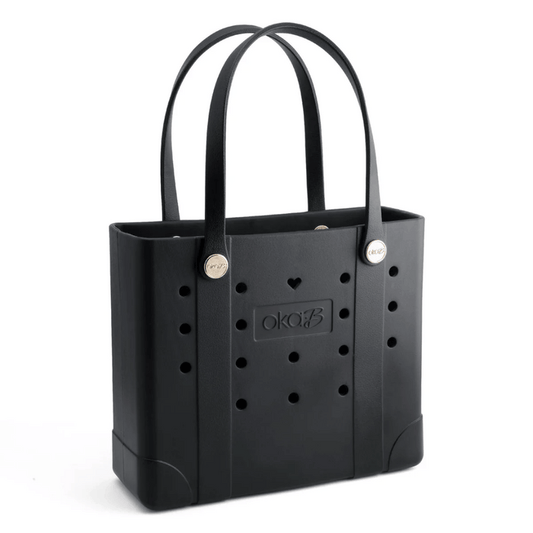 Tori Everywhere Tote Bag | Oka-B in black with durable handles, featuring perforated holes and a sleek, minimalist design perfect for everyday use.