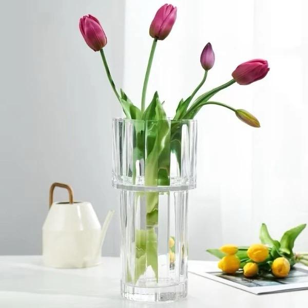 Transparent Cylindrical Glass Vase