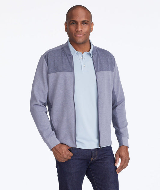 Model wearing a Blue Traveler Full-Zip