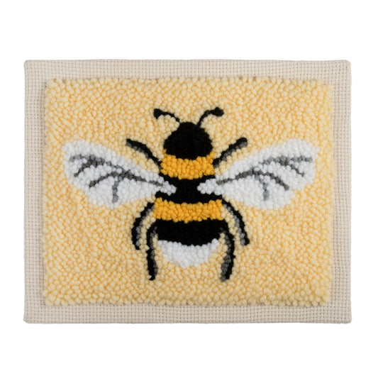 Trimits Punch Needle Kit Floss and Hoop: Bee, 15.2cm Diameter, Includes Embroidery Floss, Hoop, Fabric, Punch Needle, Instructions in E...
