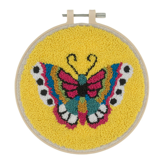 Trimits Punch Needle Kit Floss and Hoop: Butterfly, 15.2cm Diameter, Includes Embroidery Floss, Hoop, Fabric, Punch Needle, Instruction...