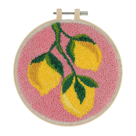 Trimits Punch Needle Kit Floss and Hoop: Lemons, 15.2cm Diameter, Includes Embroidery Floss, Hoop, Fabric, Punch Needle, Instructions i...