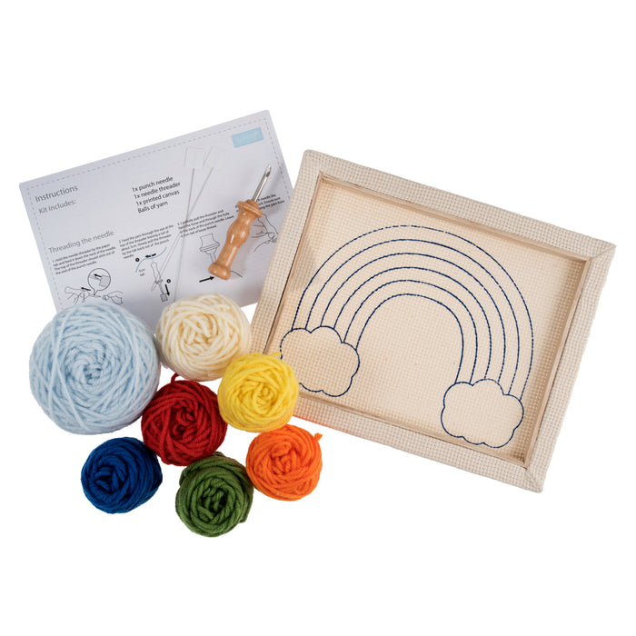 Trimits Punch Needle Kit Floss and Hoop: Rainbow, 15.2cm Diameter, Includes Embroidery Floss, Hoop, Fabric, Punch Needle, Instructions...