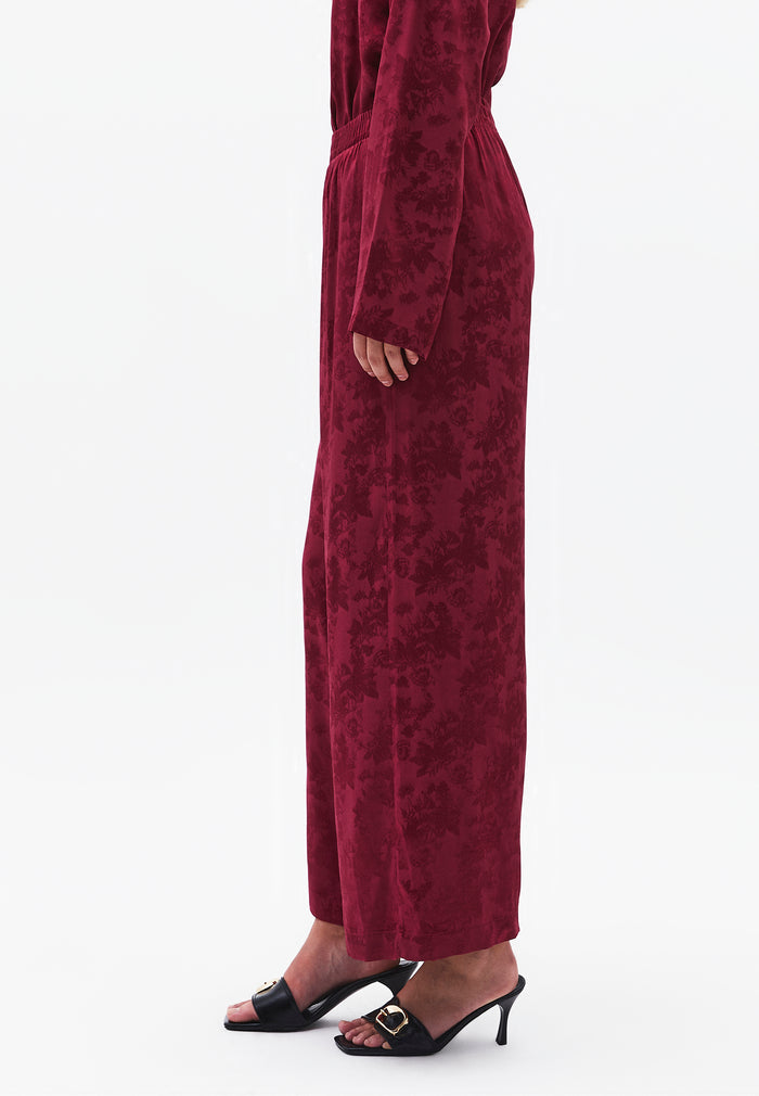 Ultra High Waist Wide Leg Elastic Waist Pants - RUMBA RED