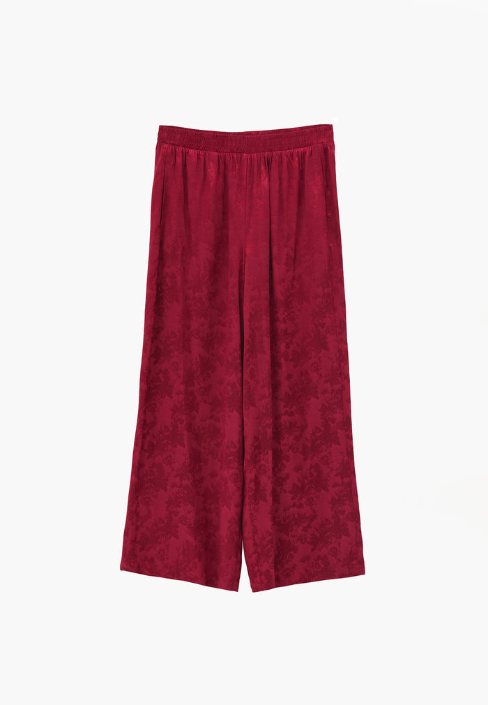 Ultra High Waist Wide Leg Elastic Waist Pants - RUMBA RED