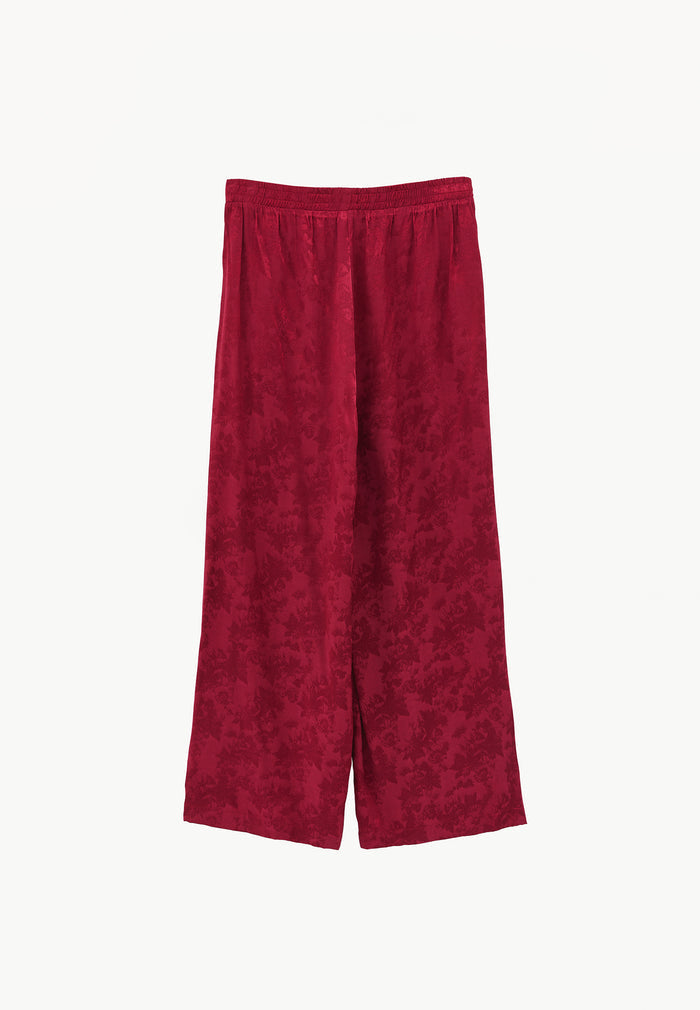Ultra High Waist Wide Leg Elastic Waist Pants - RUMBA RED
