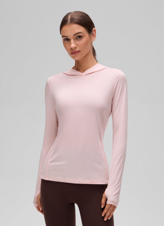 CRZ YOGA Women's UPF 50+ Long Sleeve Sun Hoodie Strawberry Pink