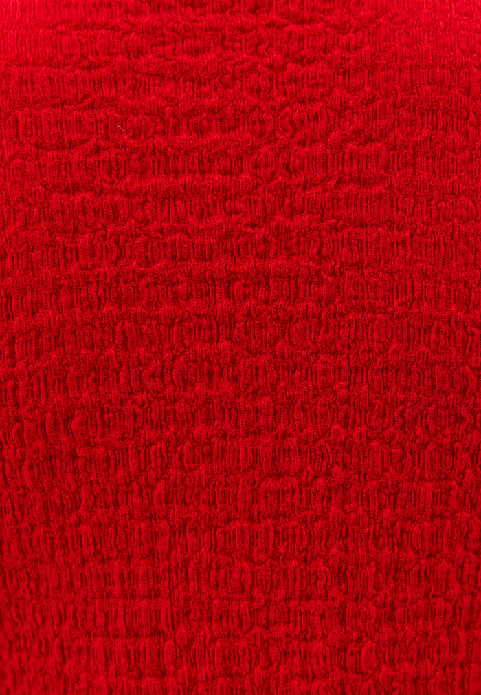 V Neck Blouse Without Sleeve Detail - RACING RED