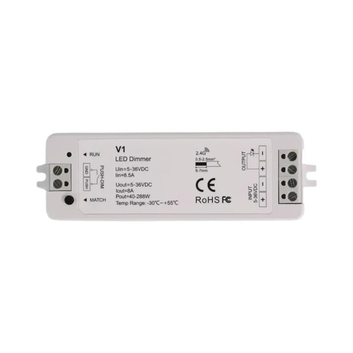 V1 LED brightness controller placed on workbench
