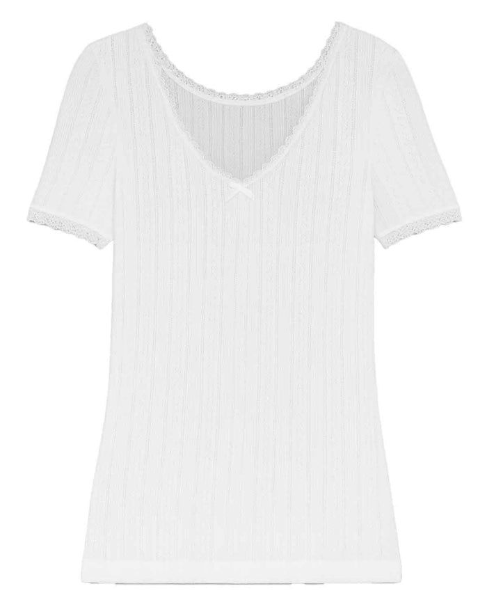 Vedonis Seamless Short Sleeve Top - White Thermal - Image 1 - The Classic Boutique