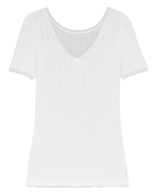 Vedonis Seamless Short Sleeve Top - White Thermal - Image 1 - The Classic Boutique