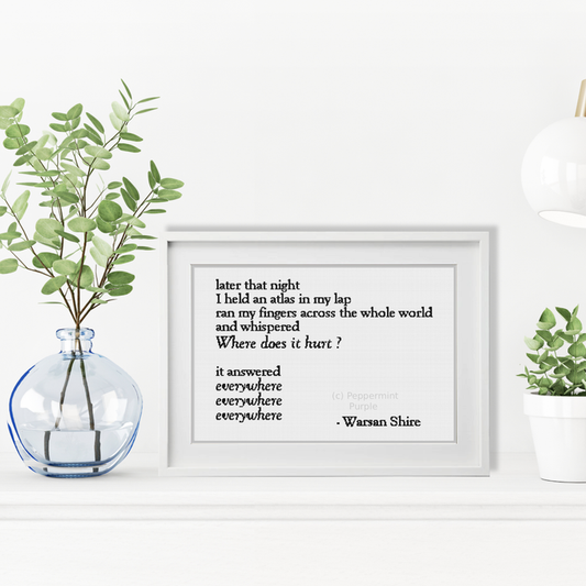 Warsan Shire Cross Stitch Pattern by Peppermint Purple