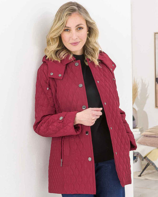 Winifred Quilted Coat - Claret - Image 1 - The Classic Boutique
