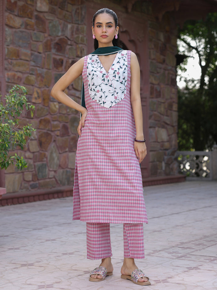 Women's Cotton Embroidered Kurta Set with Dupatta