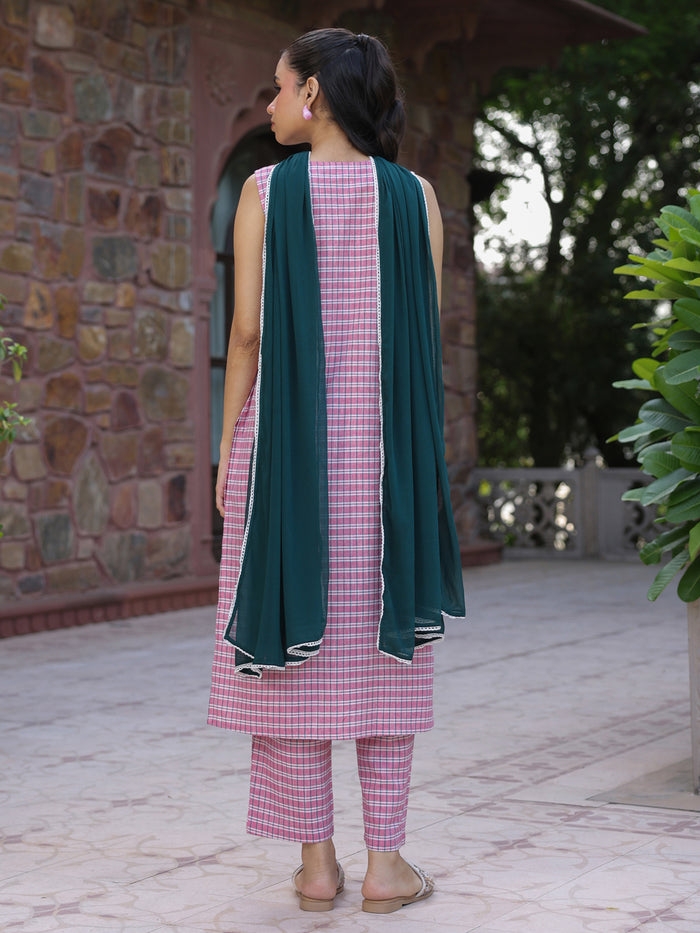 Women's Cotton Embroidered Kurta Set with Dupatta