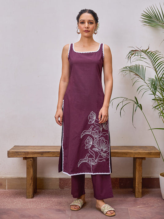 Women's Cotton Embroidered Kurta Set