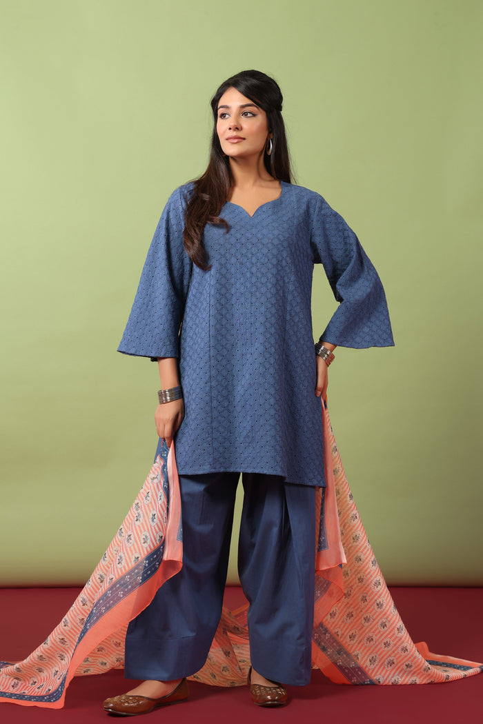 Women’s Cotton Kurta and Farshi Salwar with Dupatta
