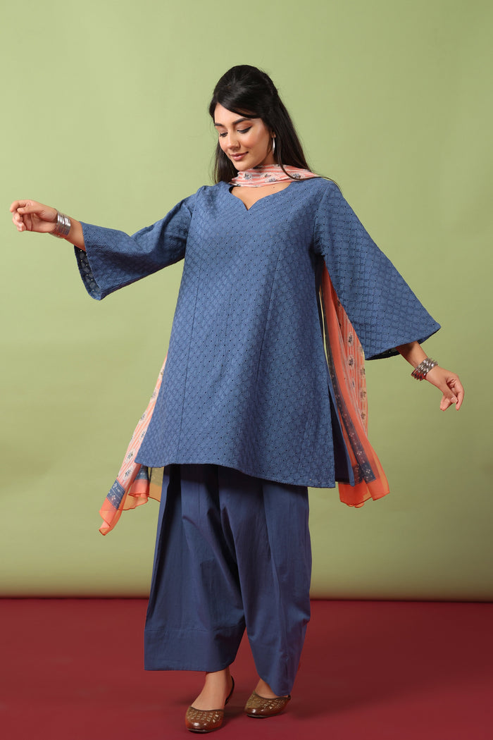 Women’s Cotton Kurta and Farshi Salwar with Dupatta