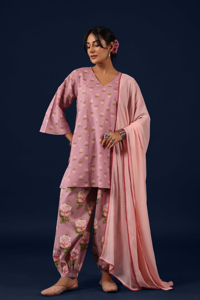 Women’s Cotton Straight Kurta Set with Dupatta