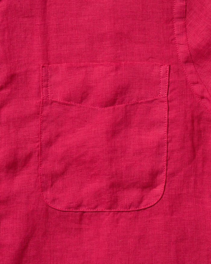 Women's Garment Dyed Linen Shirt in Crimson