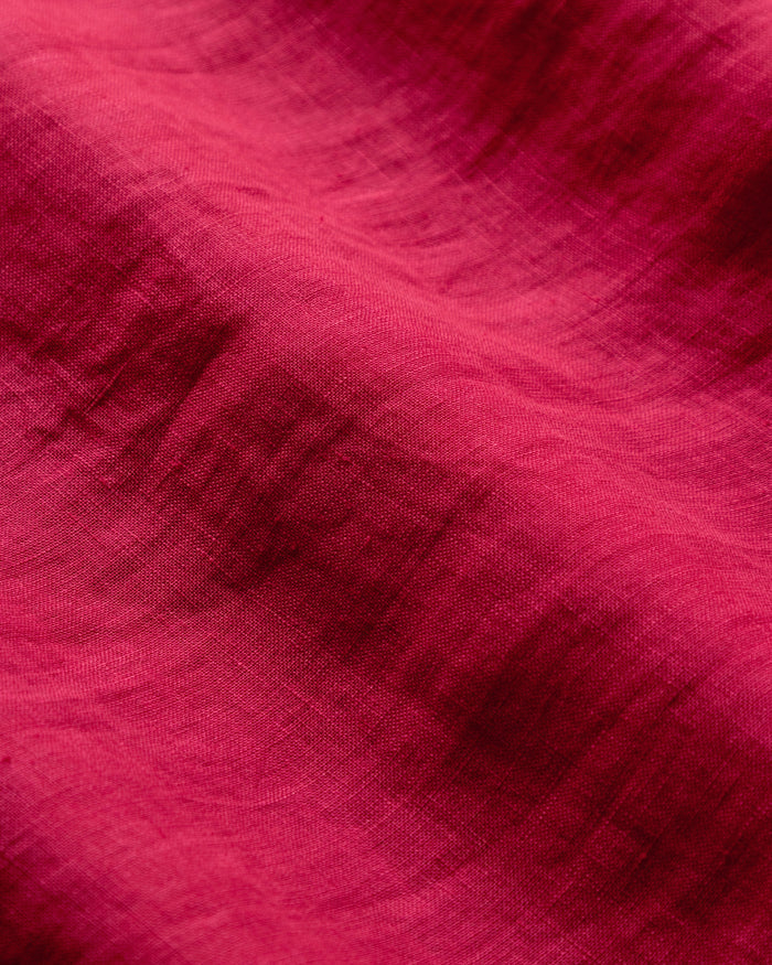 Women's Garment Dyed Linen Shirt in Crimson