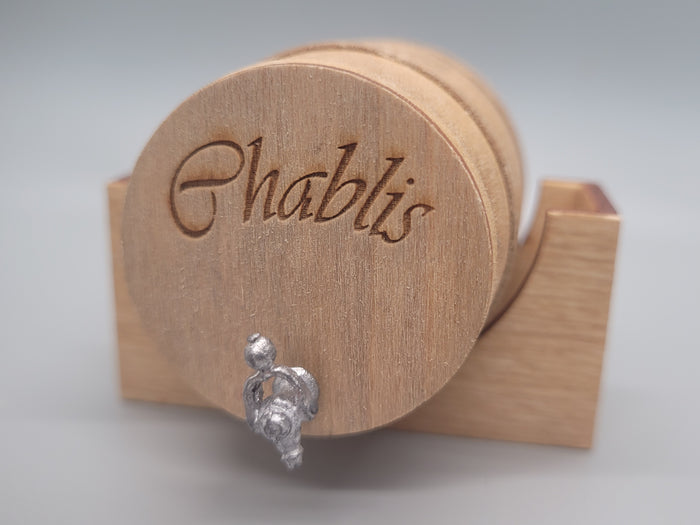 Wooden Barrel Display Stand - Large - Chablis Wooden Barrel with Wood Holder