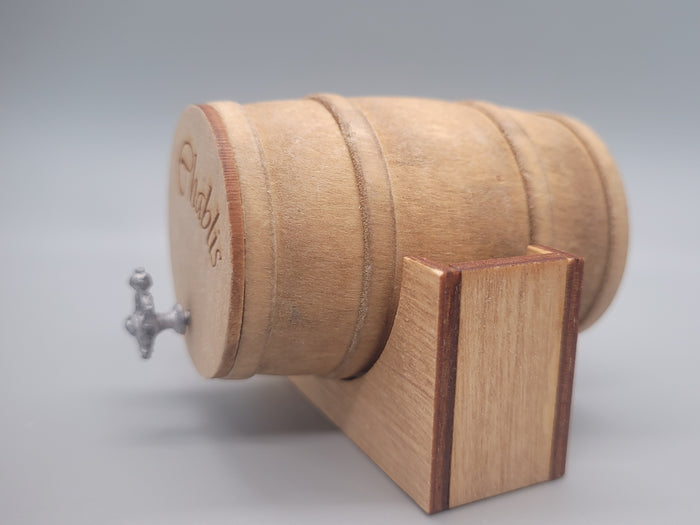 Wooden Barrel Display Stand - Large - Chablis Wooden Barrel with Wood Holder