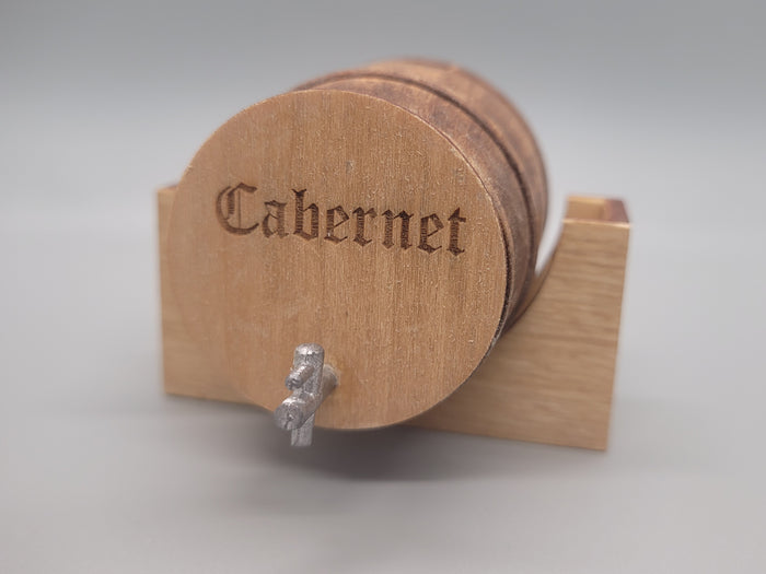Wooden Barrel Display Stand - Large - Wooden Cabernet Barrel with Wooden Holder
