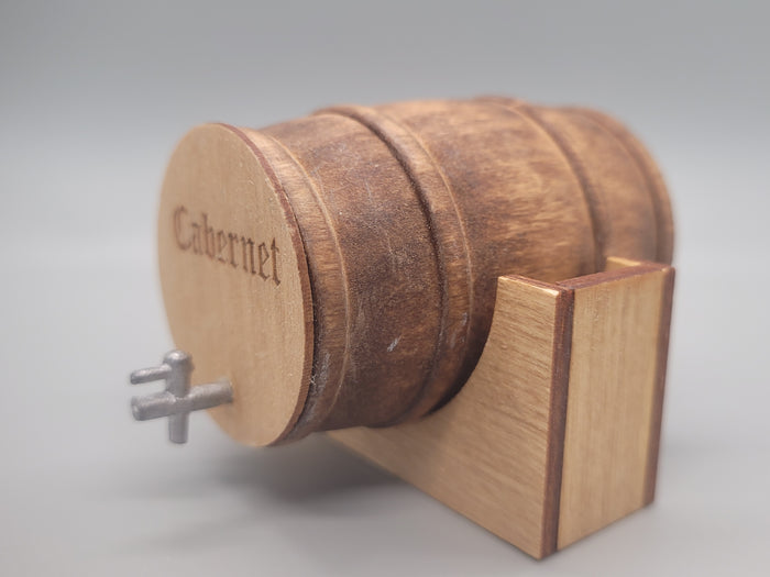 Wooden Barrel Display Stand - Large - Wooden Cabernet Barrel with Wooden Holder