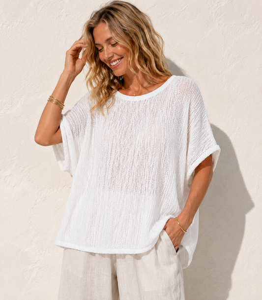 Zara Fine Knit Top White